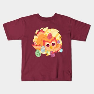 The little cute orange owl with pattern-for Men or Women Kids Boys Girls love owl Kids T-Shirt